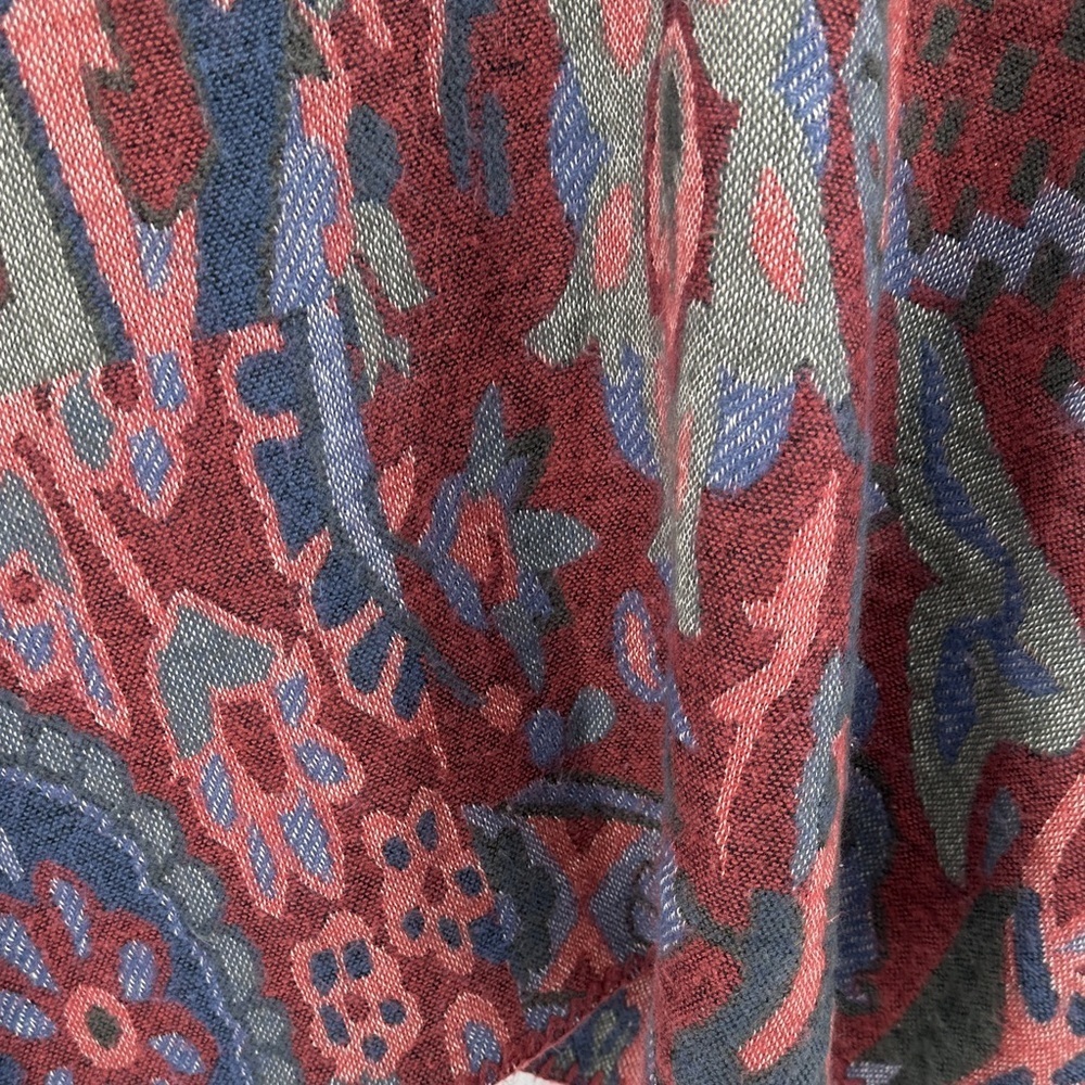 A&F Cottagecore Western Whimsgoth Boho Art Burgundy/Blue Patterned Poncho SzOS - Picture 11 of 12